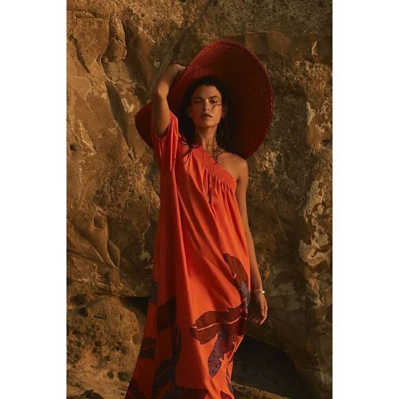 Anthropologie Maeve One-Shoulder Embroidered Maxi Dress Plus Size 3X NWT - Picture 1 of 7